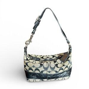 Coach Signature C Canvas Legacy Trim Hobo Shoulder Bag‎ Purse Cosmetic 41642 Y2K